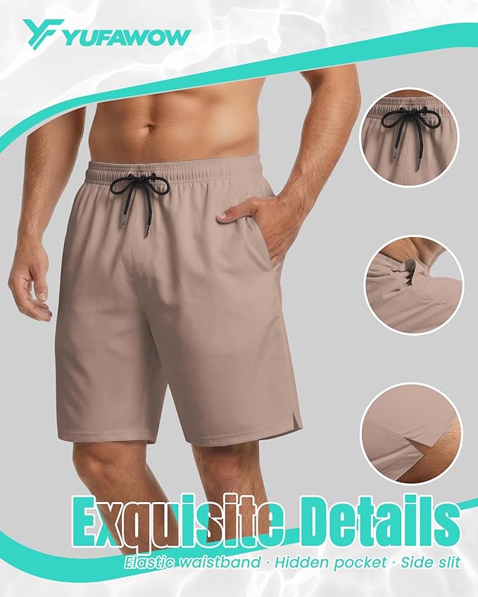 9 Inch Men Swim Trunks with Mesh Lining Quick Dry Breathable Pockets for Summer Beach Cruise Water Park Gym Running