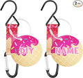 Eyourlife Dugout Organizer Fence Hook Baseball Softball Gift for Bag Backpack Glove Helmet Drinking Bottle Hanging with Name Luggage Tags Charm Team Gift for Coach Mom 2set pink ice cream drip 1 hook