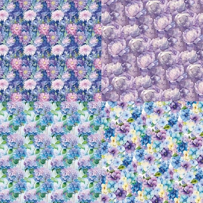 Purple Floral Scrapbook Paper Pad Color Flower Patterned Paper 6×6, 24 Sheets - Image 7