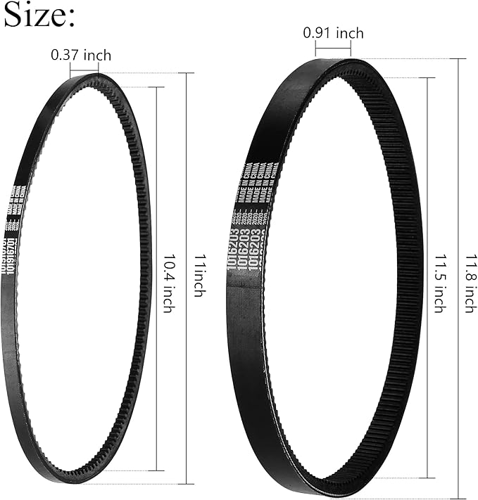 10L0L Golf Cart Drive Belt & Starter Generator Belt Kit for Club Car DS 1992-Up & Precedent 2004-Up, Compatible with FE290, FE350 and Kawasaki OHV Engine, Replaces OEM 101916701