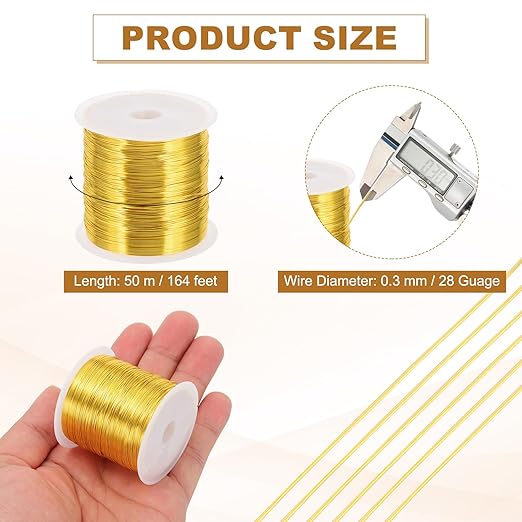 PATIKIL 28 Guage/ 0.3 mm 328 Feet Jewelry Craft Wire, Copper Beading Wire - Image 2