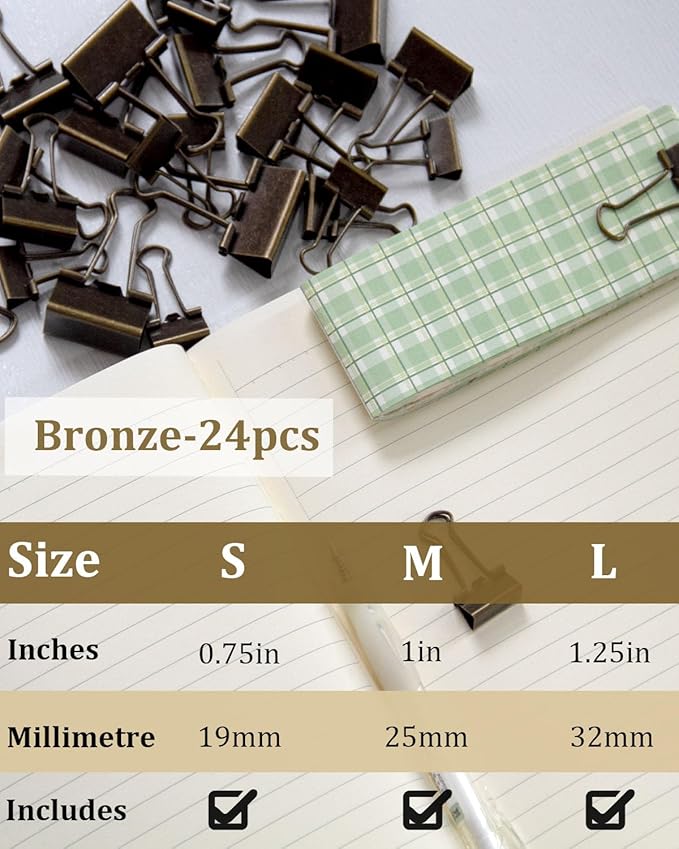 Assorted Binder Clips 0.75/1/1.25in 25-Pack - Image 4