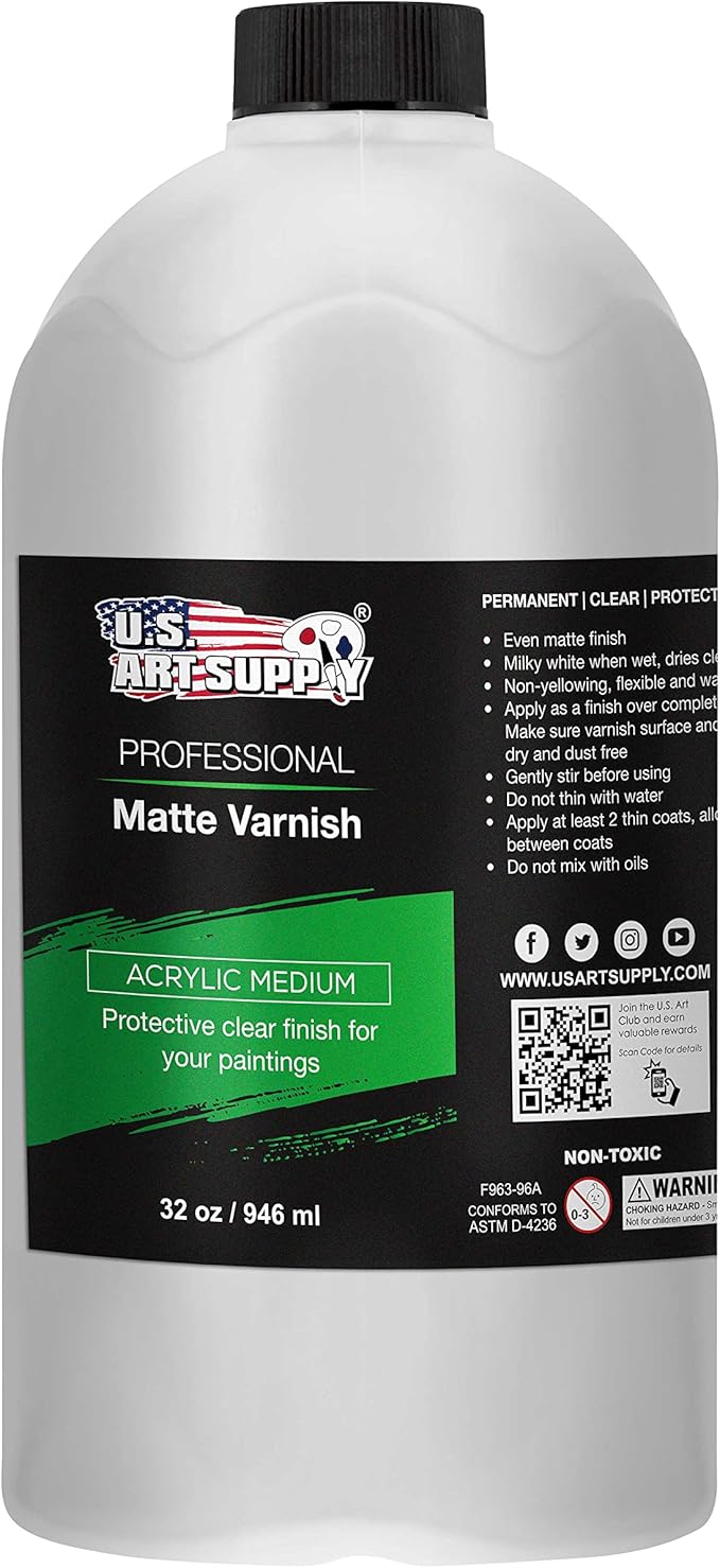 U.S. Art Supply 32 oz Matte Acrylic Varnish by USArtSupply
