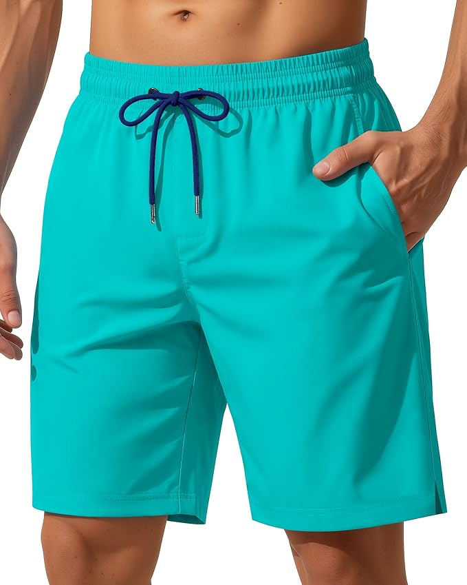 9 Inch Men Swim Trunks with Mesh Lining Quick Dry Breathable Pockets for Summer Beach Cruise Water Park Gym Running