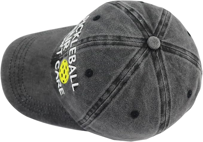 Pickleball Hair Don't Care Hats for Men Women, Funny Adjustable Embroidered Wash Cotton Gifts Baseball Caps
