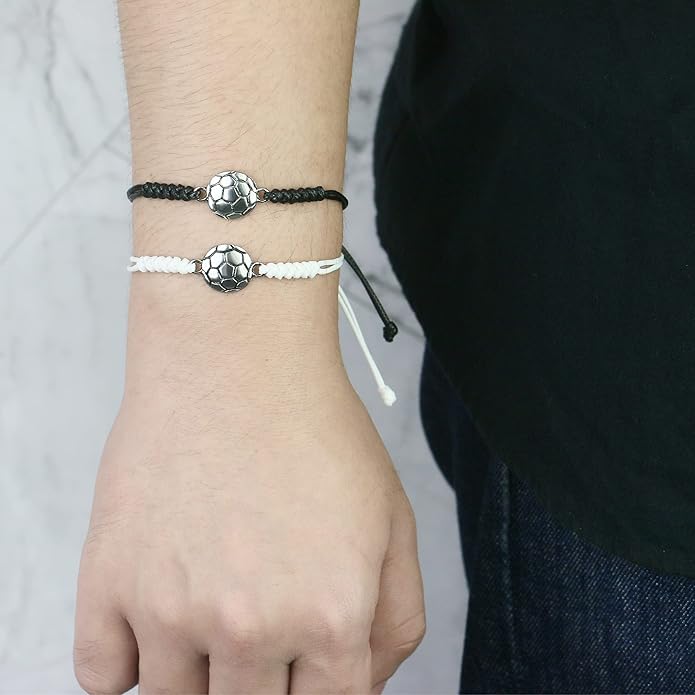 SmileBelle 2 PCS Sport Bracelets, Graduation Bracelets Volleyball Soccer Gifts Baseball Basketball Bracelet Football Jewelry for Son Daughter Fans as Sport Accessories Jewelry