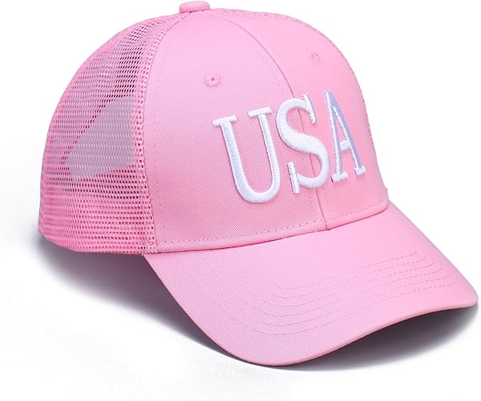 USA Trucker Hat for Men & Women American Flag Cap Adjustable Baseball Cap Mesh Snap Patriotic 3D Embroidered Cap