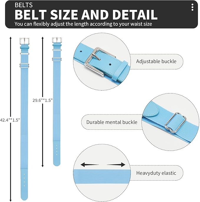 QBK Youth Baseball Socks & Belt Combo Set for Kids 2-16 Years -Softball/Tee Ball Accessories (1 Pair + 1 Belt, Unisex)