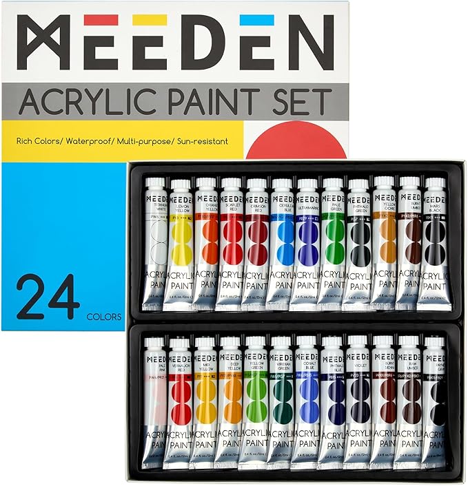 MEEDEN Beginners Acrylic Paint Set: 24 Colors 12ml/0.41 fl oz Heavy Body Art by MEEDEN
