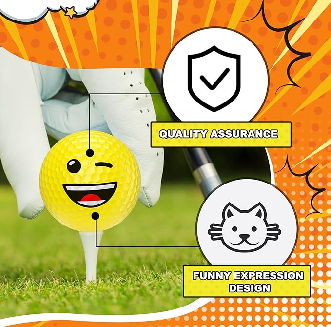 Mudder 12 Pcs Colored Funny Golf Balls Special Emoticon Face Professional Practice Golf Balls Novelty Cute Golfer Accessories for Summer Outdoor Father's Day Men Teens Birthday Gifts