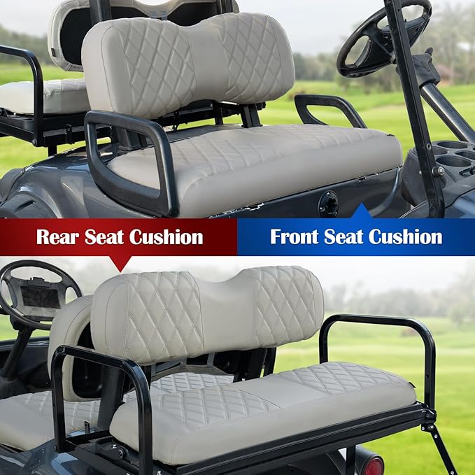 NOKINS 4PCS Golf Cart Diamond Seat Covers Kit,Front and Rear Seat Covers for Club Car Precedent/EZGO TXT/Yamaha Original Regular Seat Cushion (Oysters Grey, Fit Yamaha Drive/Drive 2)