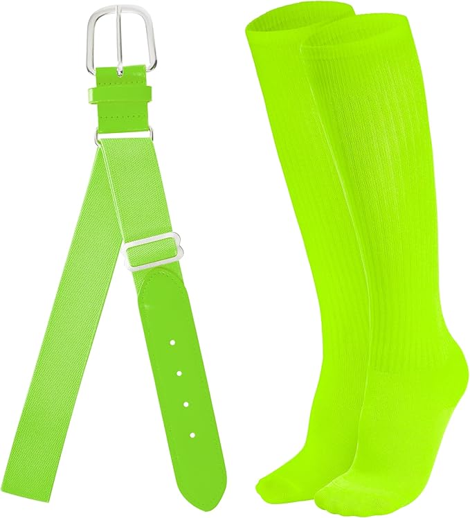 Dxhycc Youth Baseball Socks and Belt Combo Set Softball Baseball Socks and Elastic Waist Belt for Youth Boys Girls
