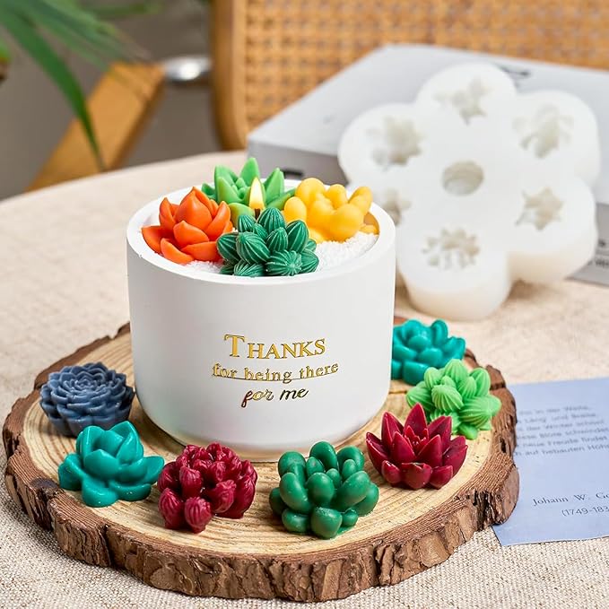 7 Pcs Succulent Fondant Molds 3D Silicone Cactus Succulents Leaves Moulds - Image 2