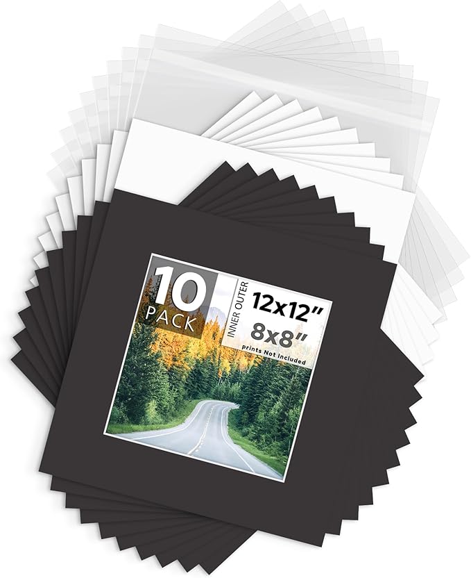 Mat Board Center, 12x12 for 8x8 Black Mat Kit by MatBoardCenter