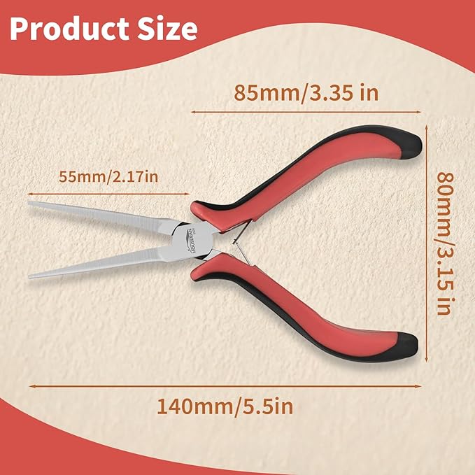 Long Needle Nose Pliers 5.5"-5 Pack Long Nose Mini Precision Pliers - Image 2