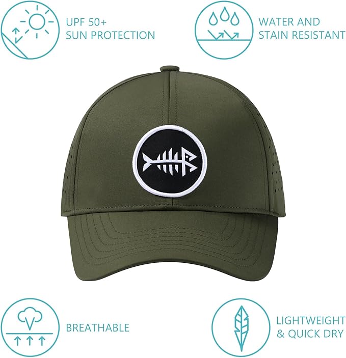 BASSDASH UPF 50+ Quick Dry Baseball Cap Water Resistant Laser Cut Mesh Snapback Hat for Men Women Fishing Hiking FH14