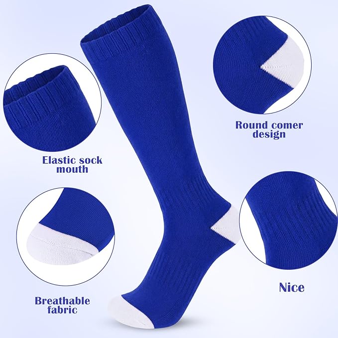 Haysandy 2 Pairs Baseball Softball Socks Athletic Soccer Football Sports Socks Over the Calf for Adult Men Women