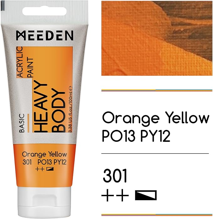 MEEDEN Acrylic Paint Orange Yellow: Bundled - 100ml/3.38oz x 2 Bulk Heavy Body - Image 2