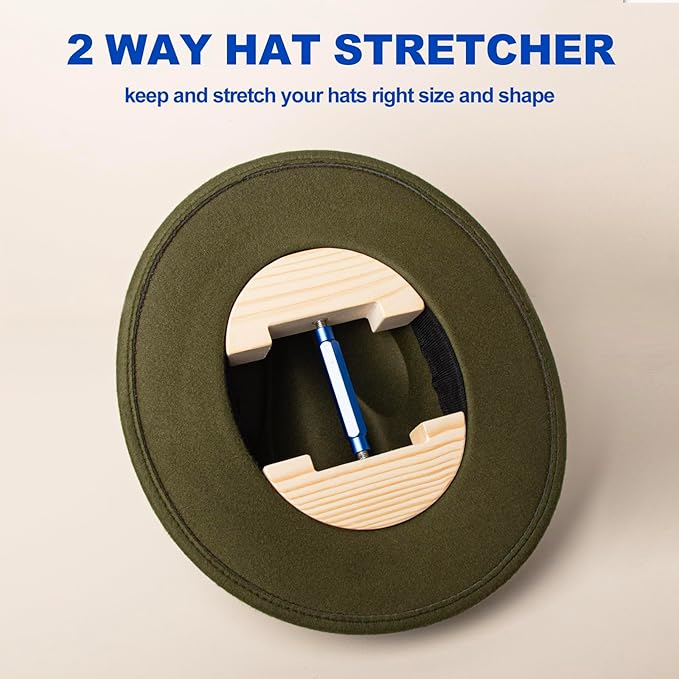 Hat Stretcher for Fitted Hats, Cowboy Hat Stretcher Fitted Hat 7 to 8 1/2, Adjustable Wooden Hat Jack Stretcher Fits All Caps