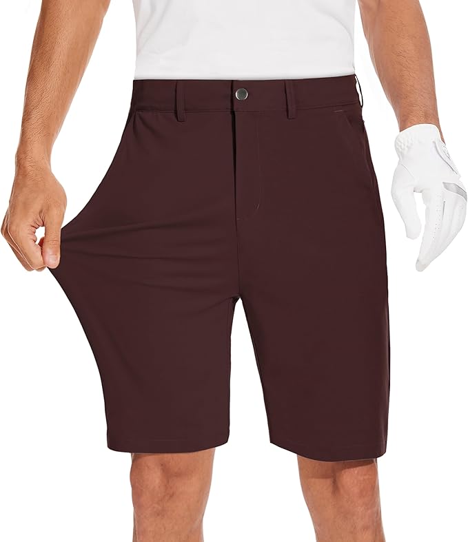 JWM Mens 7"/9" Stretch Golf Shorts - Lightweight Hybrid Casual Dress Work Flat Front Shorts with 5 Pockets Quick Dry UPF50