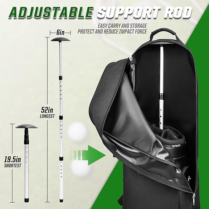 DAREKUKU Golf Travel Bags for Airlines with Adjustable Support Rod and Detachable Shoulder Straps, Hard case Top Soft Foldable Golf Club Travel Covers