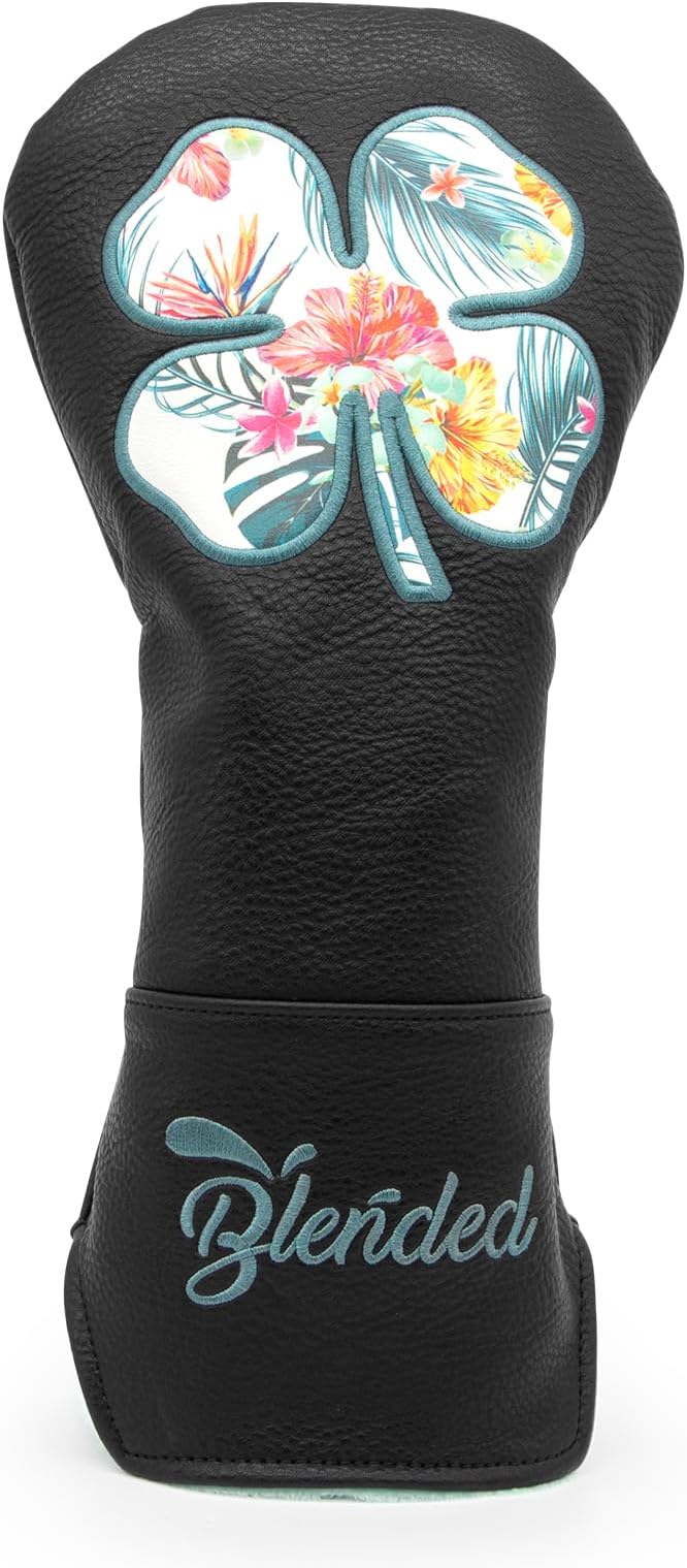 Golf Club Covers White Lucky Clover Golf Head Covers Driver Covers Fariway Wood Headcover Hybrid Covers Leather Golf Headcover with Number Tag for All Brand