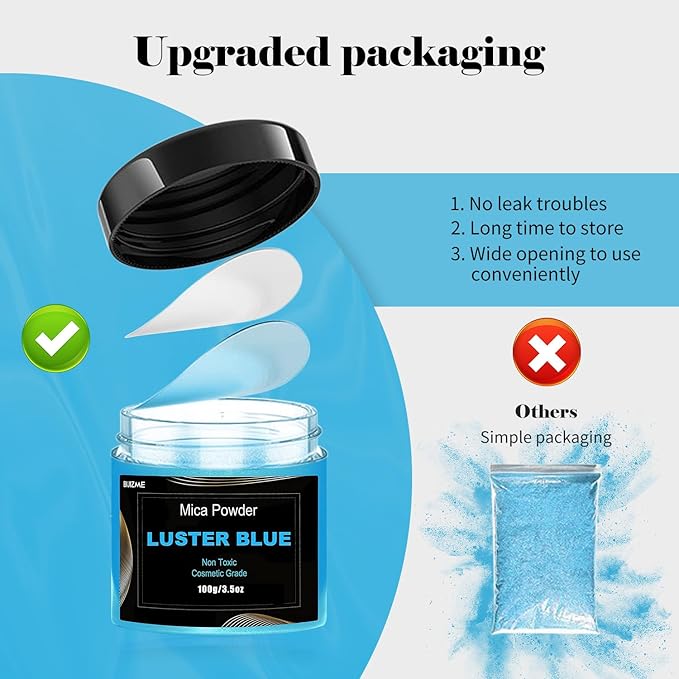 Blue Mica Powder Big Bottle Pigment Powder Multipurpose DIY Arts and Crafts - Image 3