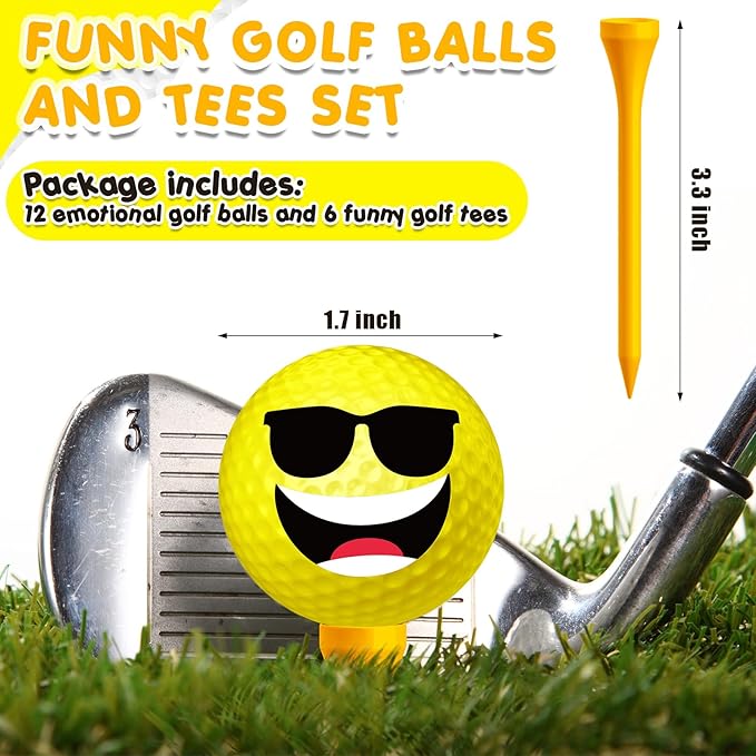 MiniInflat 18 Pcs Funny Golf Balls Gifts Set 12 Humor Golf Balls and 6 Tees for Men Women Coworkers Employees Golfers Birthday Retirement