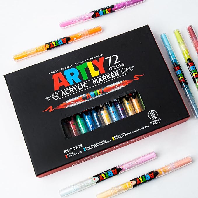 72 Colors Paint Markers, Dual-Color Acrylic Pens - Image 2