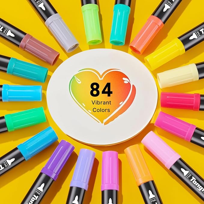 Tongfushop 84 Colors Acrylic Paint Markers, Dual Tip Acrylic Paint Pens - Image 2