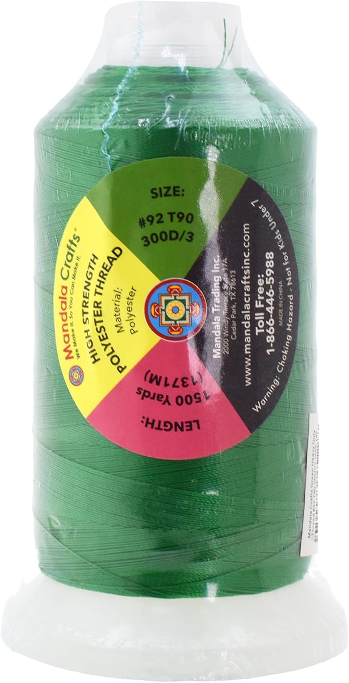 Mandala Crafts Green Heavy Duty Thread -1500 Yds Tex 90 Thread - Image 3
