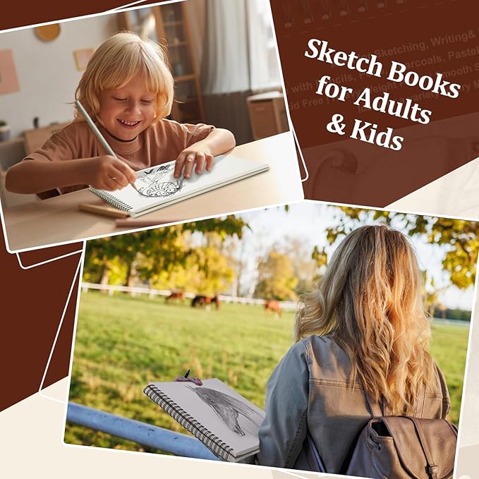 TKOOFN 8.5" x 11" Sketch Book, 600 Sheet Top Spiral Bound Premium Sketchbook - Image 7