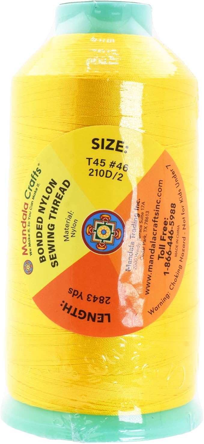 Mandala Crafts Bonded Nylon Thread Yellow Heavy Duty Sewing Threads - Image 3