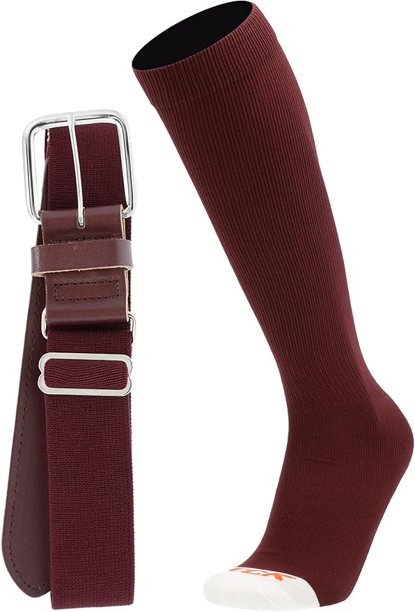 MadSportsStuff Softball or Baseball Socks and Belt Combo - Youth and Adult Sizes Boys and Girls Men and Women