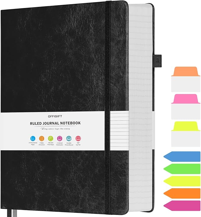 College Ruled Notebook, Large B5 Lined Journal Notebook, 314 Numbered Pages by OFFIGIFT