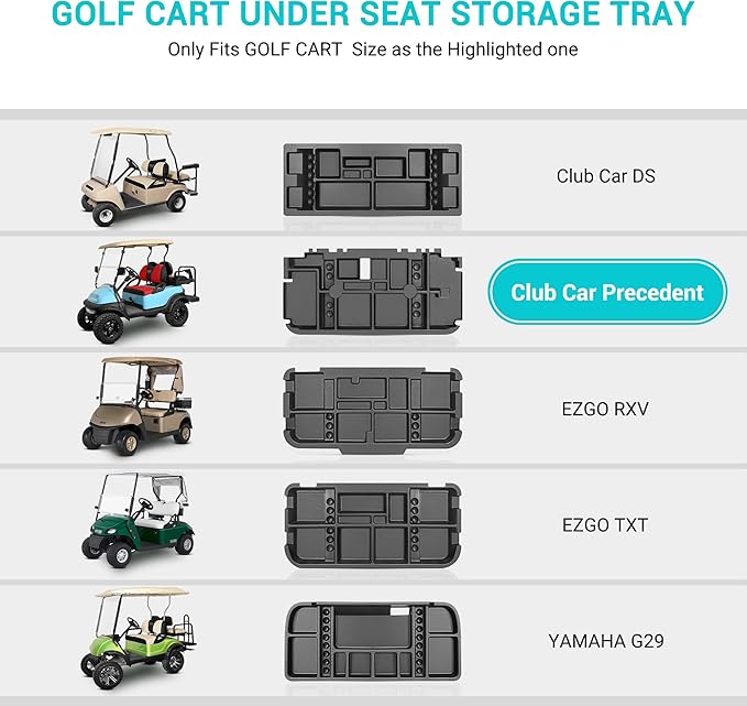 10L0L Golf Cart Under Seat Storage Tray Fits EZGO TXT, RXV, Club Car DS, Club Car Precedent, Yamaha G29, Electric Vehicle with Original Trojan Battery Underseat Organizer Container Holder Plate