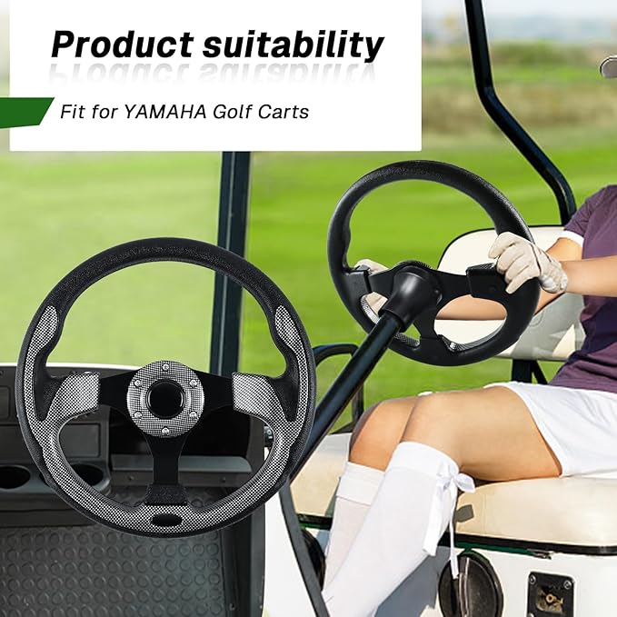 Golf Cart Accessories Steering Wheel and Golf Adapter for YAMAHA Golf Carts Adapter Skid-(5156black gray)