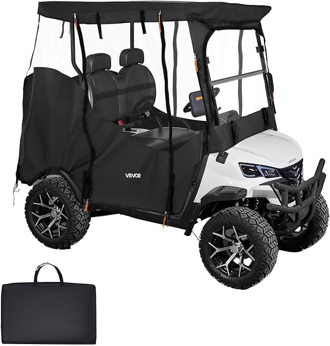 VEVOR Golf Cart Cover, Visible Full-Enclosure 2&2+2 Passenger Golf Cart, 420D Waterproof Oxford Fabric Club Car Cover Fits Most Carts Club Car, Yamaha, EZGO, Honda, PVC Coating & Windproof Hook Design