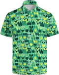 HUURAY Funny Golf Polos for Men Funny Print Short Sleeve Shirts Quick Dry Polo Shirts Hawaiian Shirt Performance Golf Outfits