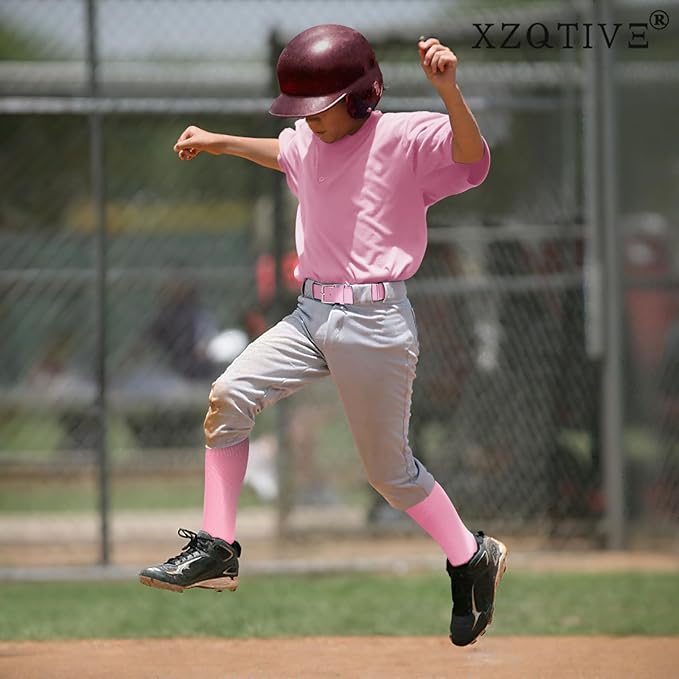 XZQTIVE Baseball Softball Socks and Baseball Softball Belt Combo Set Knee-High Soccer Socks for Kids Youth Adult
