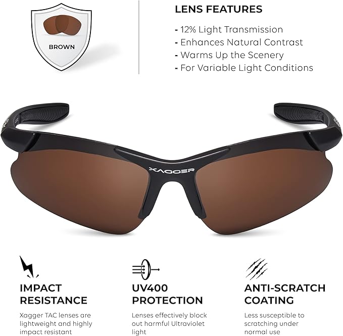 Xagger Kids Youth Polarized Sports Sunglasses for Boys Girls Baseball Softball Glasses TR90 Frame
