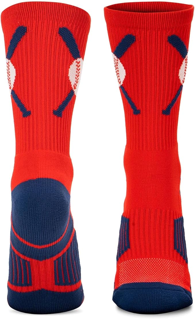 ChalkTalkSPORTS Baseball Socks - Performance Socks for Baseball Players - Crossed Bats - Youth and Adult Sizes