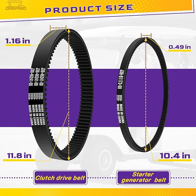 Golf Cart Drive Belt & Starter Generator Belt Kit for YAMAHA G2, G5, G8, G9, G11, G14, G16, G20, G22 and 2012-UP G29 Drive Gas 4 Cycle Golf Cart Models, OEM# J55-G6241-00 JN6-H1173-00 J55-H1173-00