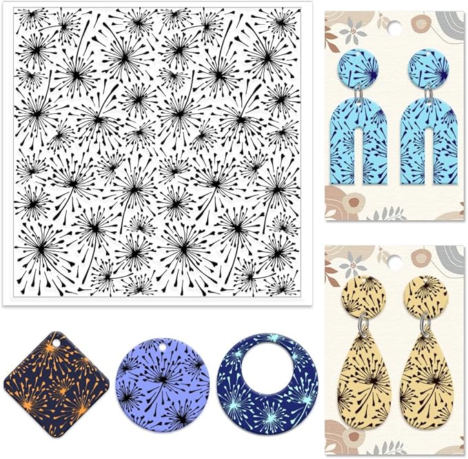 CHGCRAFT Dandelions Background Silicone Texture Stamp Polymer Clay Molds DIY by chgcraft