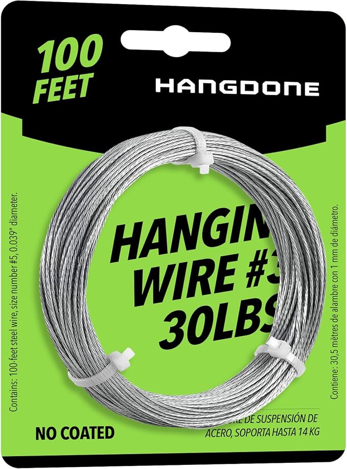 Picture Hanging Wire #3 30lbs 100-Feet, Flexible Steel Wire 18 Gauge by HangDone