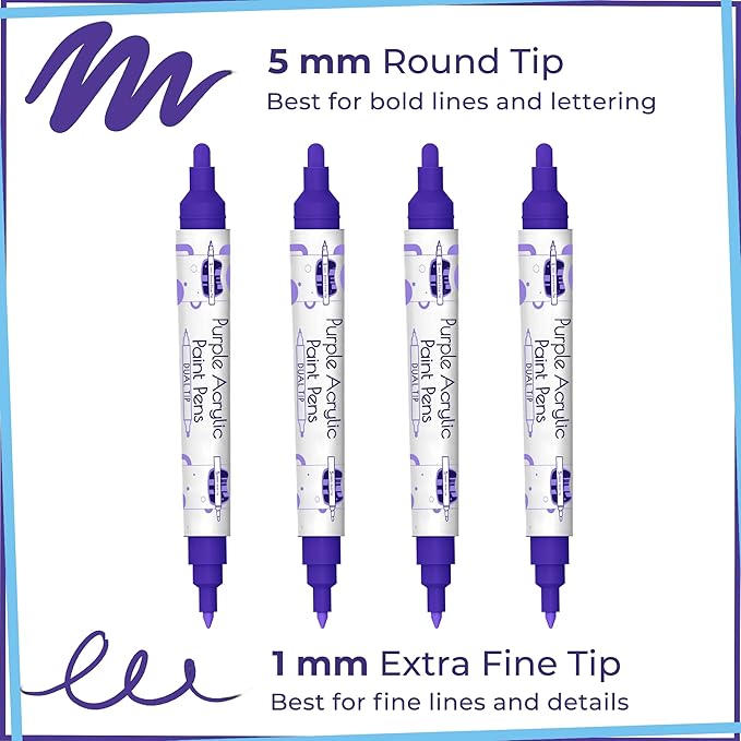 4 Dual Tip Purple Paint Pen Metallic - Image 2