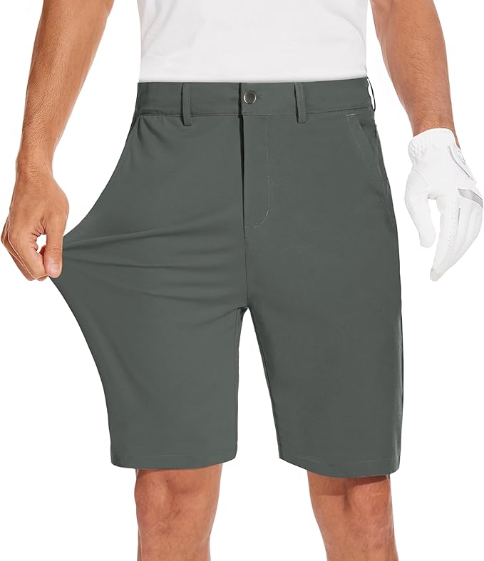 JWM Mens 7"/9" Stretch Golf Shorts - Lightweight Hybrid Casual Dress Work Flat Front Shorts with 5 Pockets Quick Dry UPF50