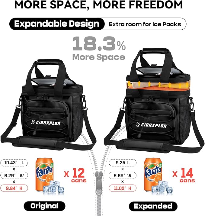 MORXPLOR Golf Cart Cooler with Magnetic Lid 12-Can Insulated Soft Cooler Bag Collapsible for Golf Cart,Golf Accessories,Lunch Camping Cooler Insulated Lunch Bag with Adjustable Shoulder Strap