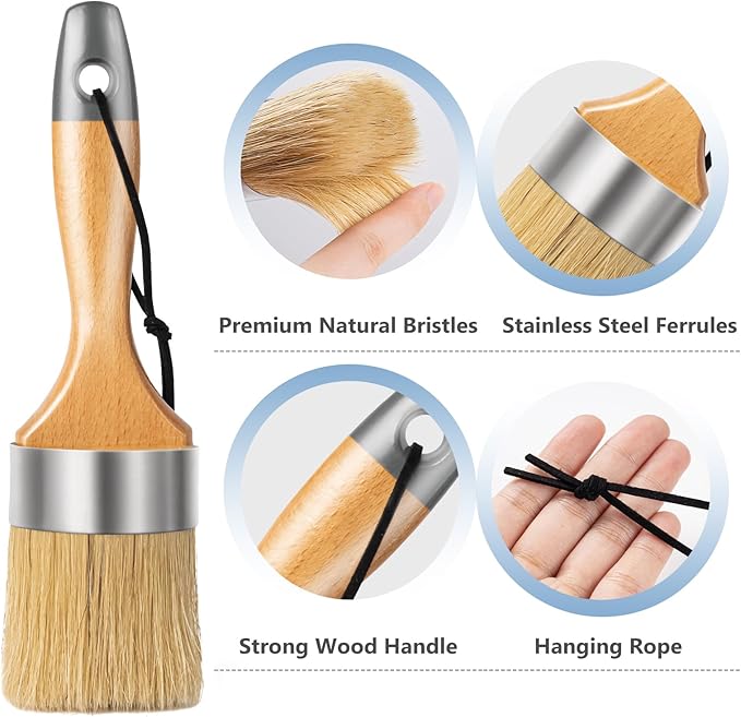 Mister Rui Chalk Paint Brushes, 3 Pack Wax Brush Set, Round Paint Brush Use - Image 5