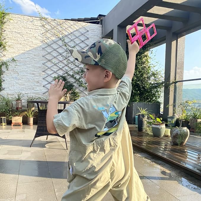 Camouflage Baseball Cap Adjustable Mesh Peak Hat Children Summer Sun Breathable Outdoor Sports for Boys Girls Green